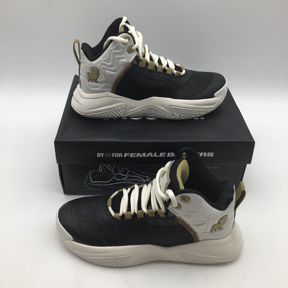 Moolah Kicks Press Break v2 Black White Gold Youth Size 4 Basketball Shoes NEW
